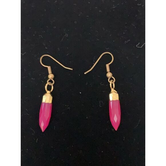 Pink Stone Hook Back Earrings‎ - Picture 2 of 12